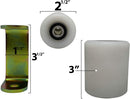 Slide Gate Guide Roller 3" White Hard Nylon 2 Pack EG097