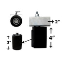 3" Guarded Slide Gate Guide Rollers Black Adjustable Upper Bolted Bracket Mount EG714